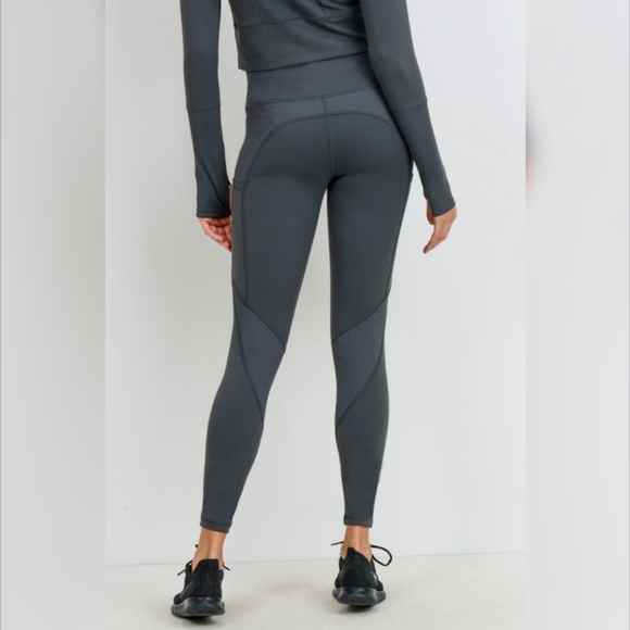 Ribbed & Smooth Combo Highwaist Leggings - Picture 5 of 7